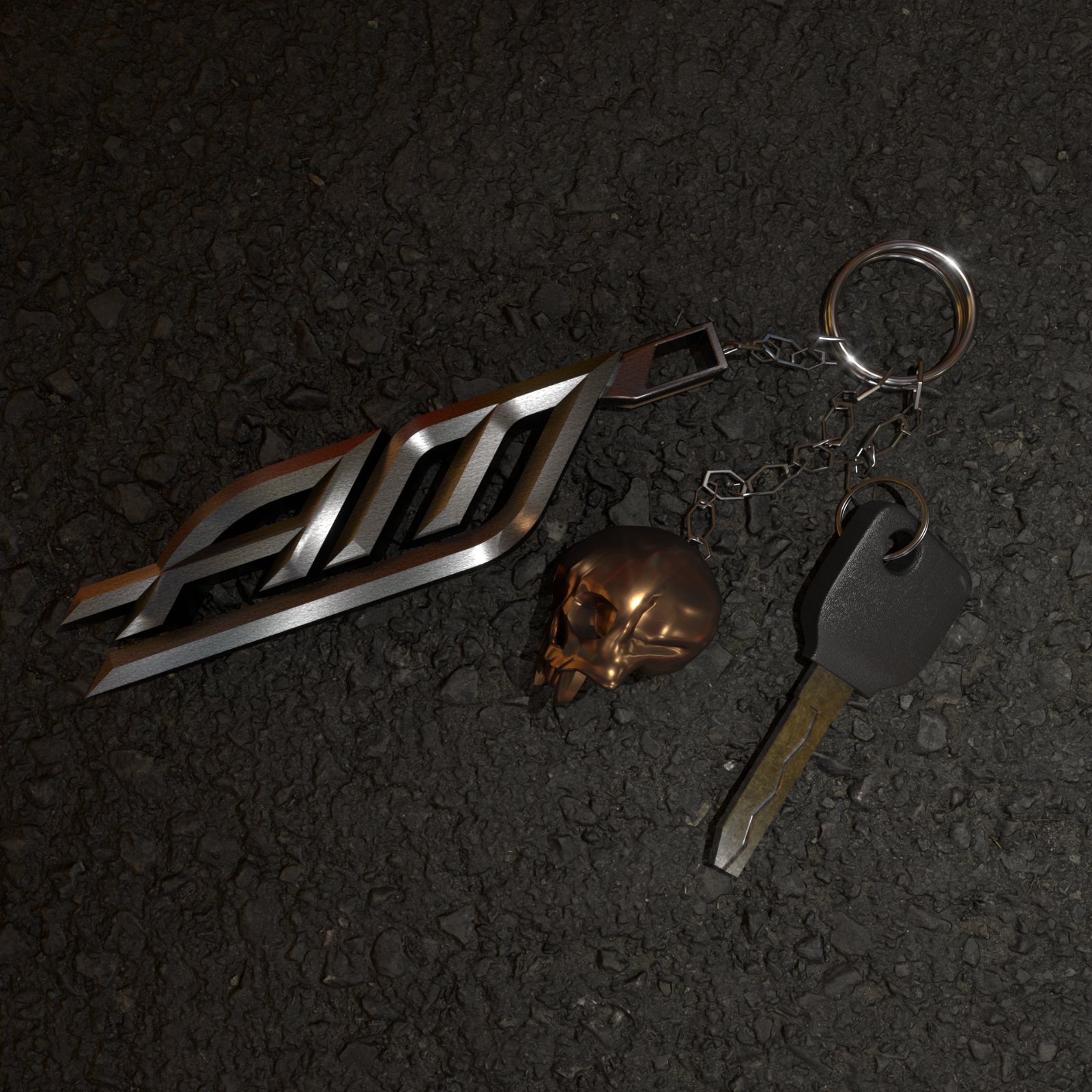 Aftermarket key art — tuned street cars on wet asphalt at night